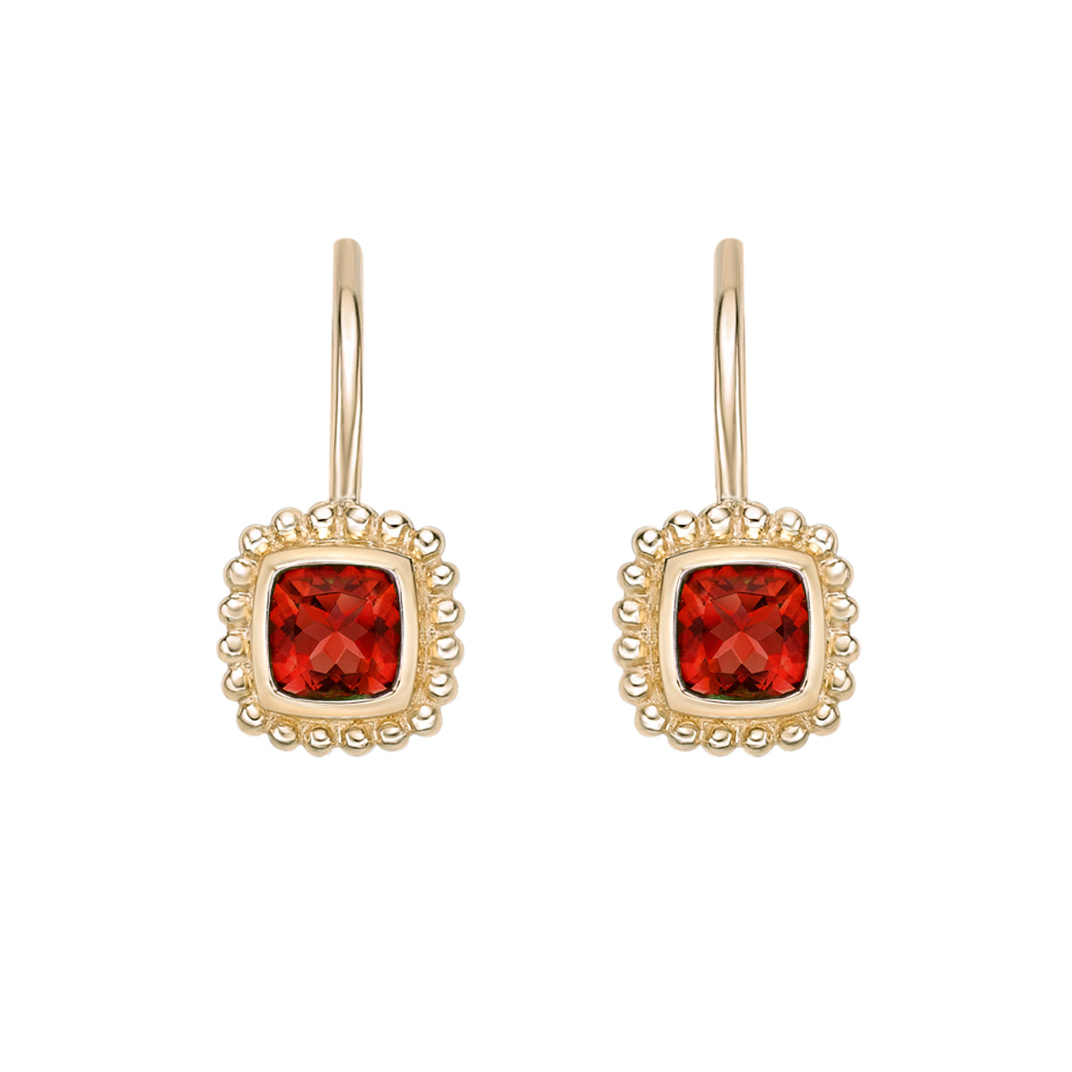 10K Yellow Gold Bezel-set Garnet Earrings