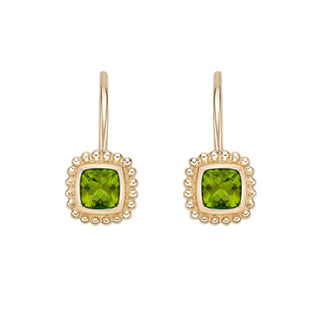 Aretes con palanca de peridoto en oro amarillo de 10 quilates
