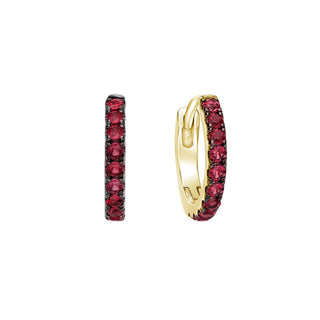 Pendientes tipo argolla/huggie/con bisagras de rubí de 0,25 quilates de oro amarillo de 10 quilates