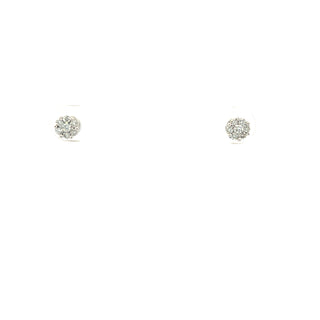 14K White Gold 0.25cttw Diamond Cluster Earrings