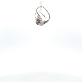 10K White Gold 6x4mm Oval Cut Created Alexandrite and 0.045cttw Diamond Dangle Earrings with Euro Backs