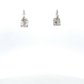 10K White Gold 6x4mm Oval Cut Created Alexandrite and 0.045cttw Diamond Dangle Earrings with Euro Backs