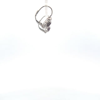 10K White Gold 6x4mm Oval Cut Created Alexandrite and 0.045cttw Diamond Dangle Earrings with Euro Backs