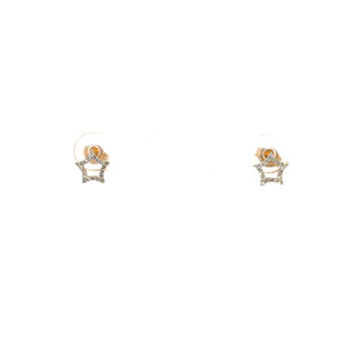 14K White Gold Diamond Star Stud Earrings