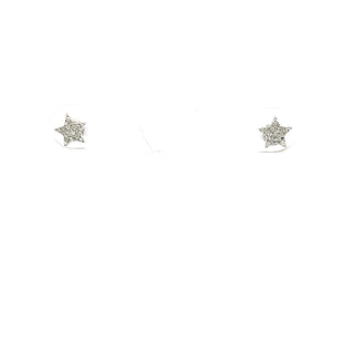 14K White Gold 0.09cttw Diamond Star Earrings