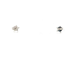 14K White Gold 0.09cttw Diamond Star Earrings