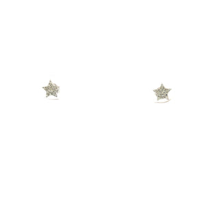 14K White Gold 0.09cttw Diamond Star Earrings