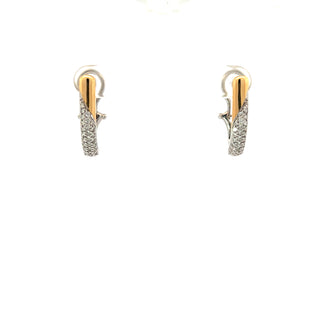 14K Two Tone 0.55cttw Gold Diamond Hoop Earrings