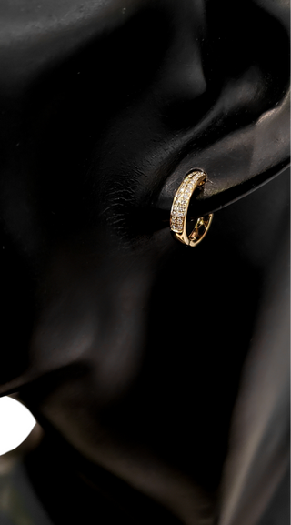 14K Yellow Gold 0.17 cttw Diamond Hoop Earrings