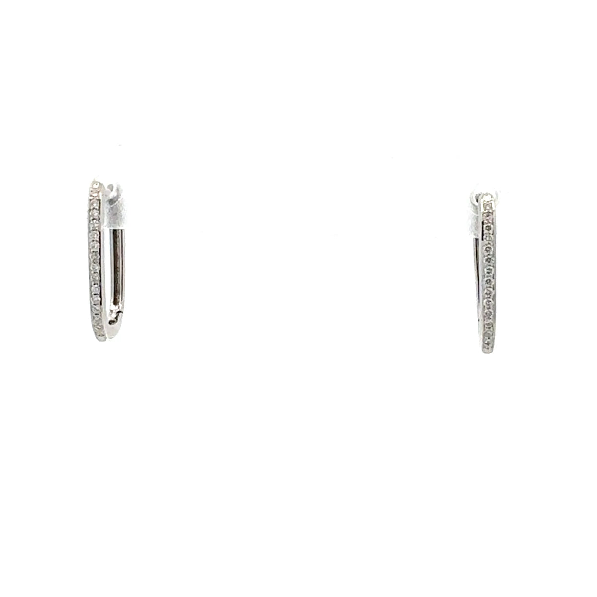 10K White Gold 0.15 cttw Diamond Square Hoop Earrings