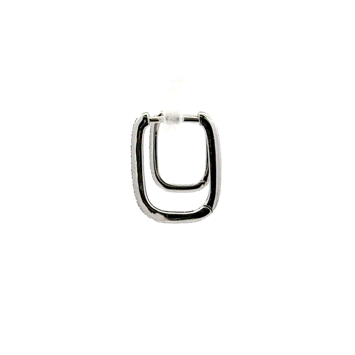 10K White Gold 0.15 cttw Diamond Square Hoop Earrings