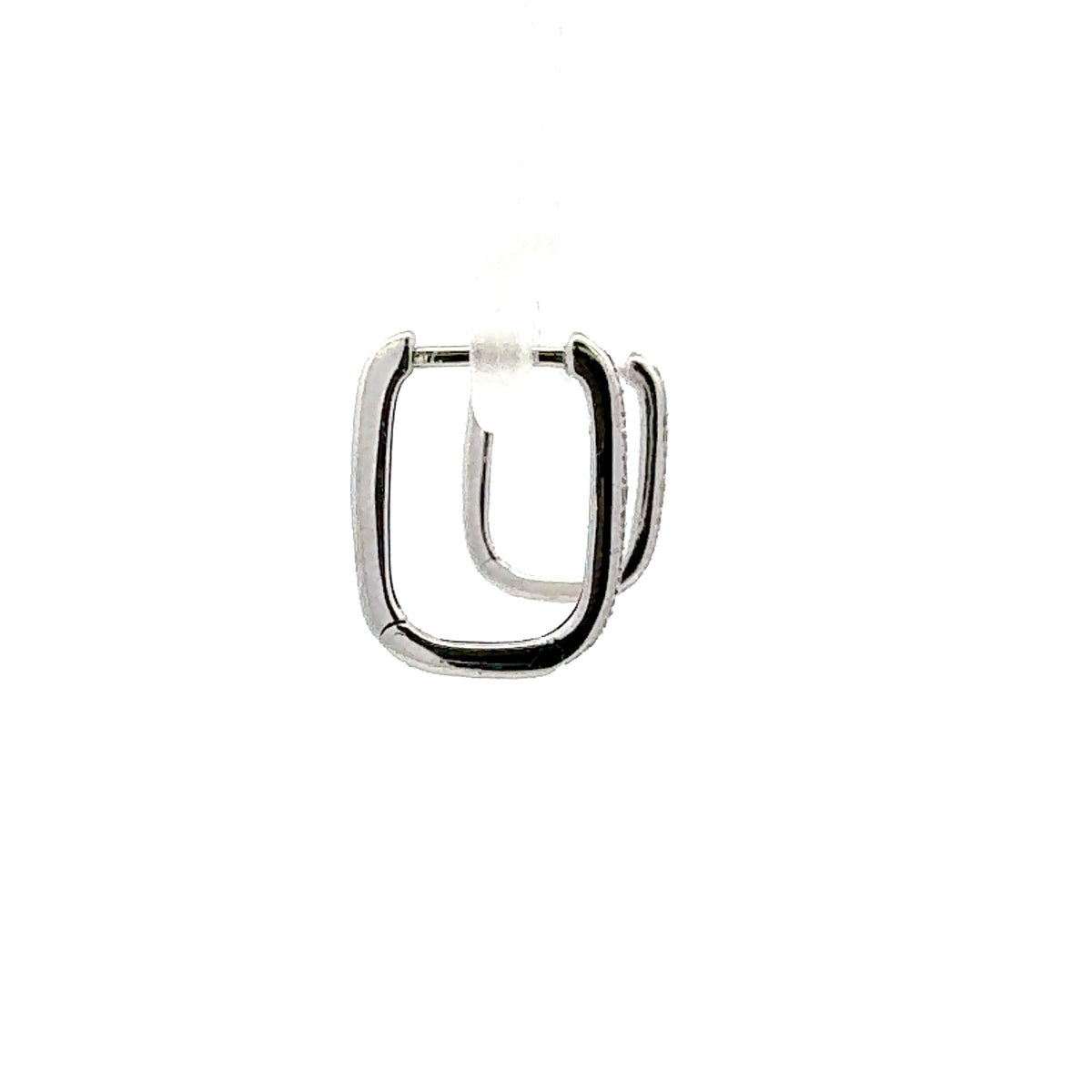 10K White Gold 0.15 cttw Diamond Square Hoop Earrings