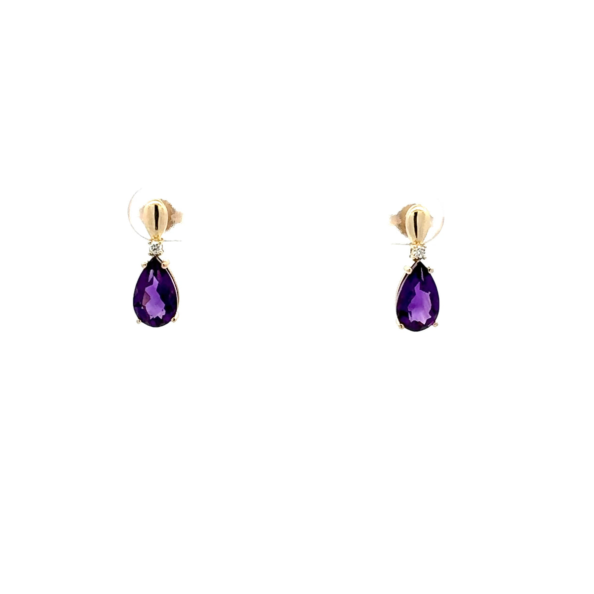 10K Yellow Gold Amethyst and Canadian Diamond Earrings
