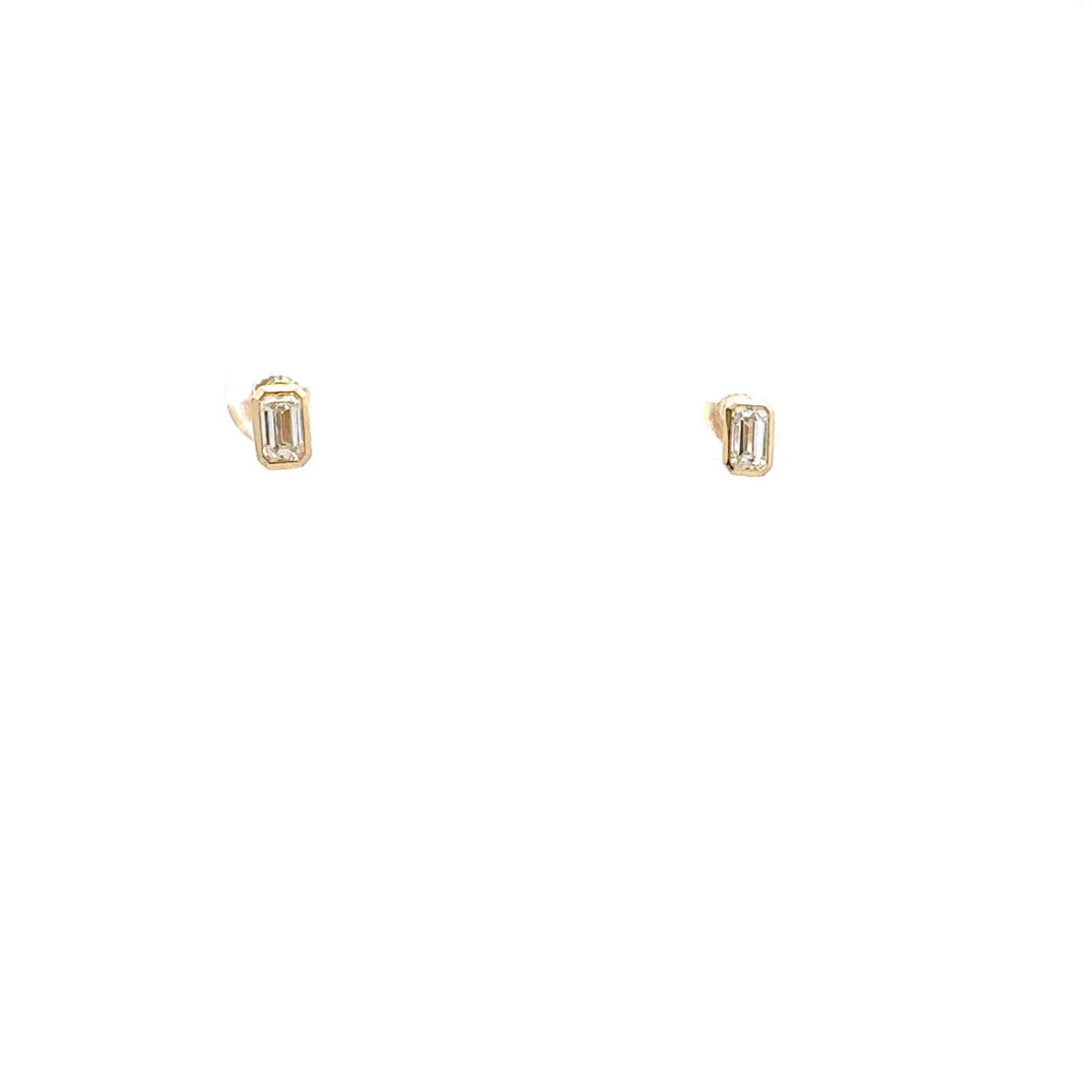 10K Lab Grown Diamond Bezel Stud Earrings