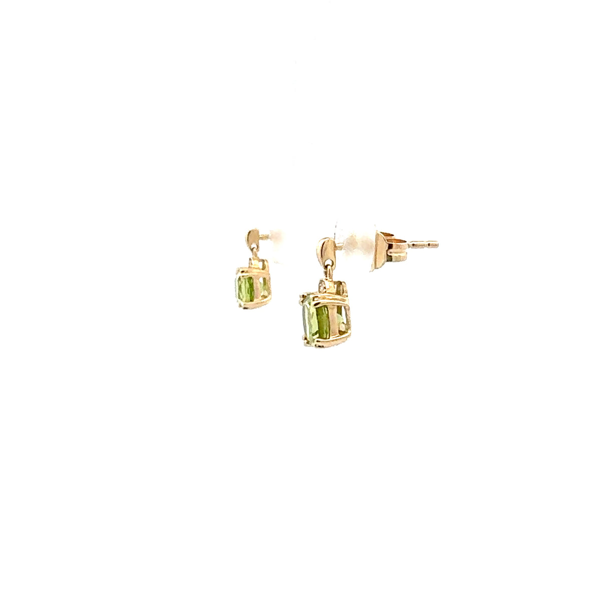 10K Yellow Peridot and Diamond Earring