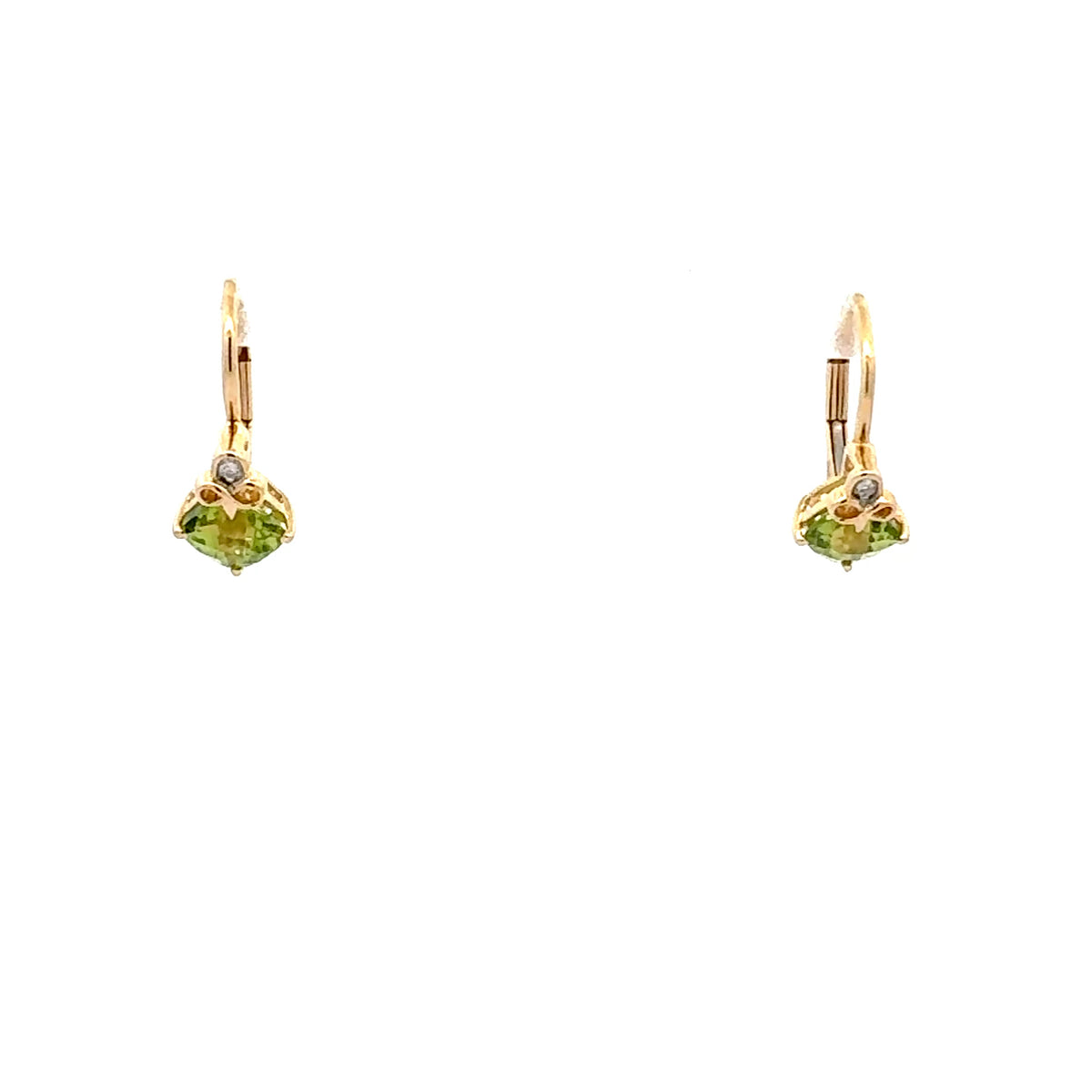 10K Yellow Gold Peridot and Diamond Earring