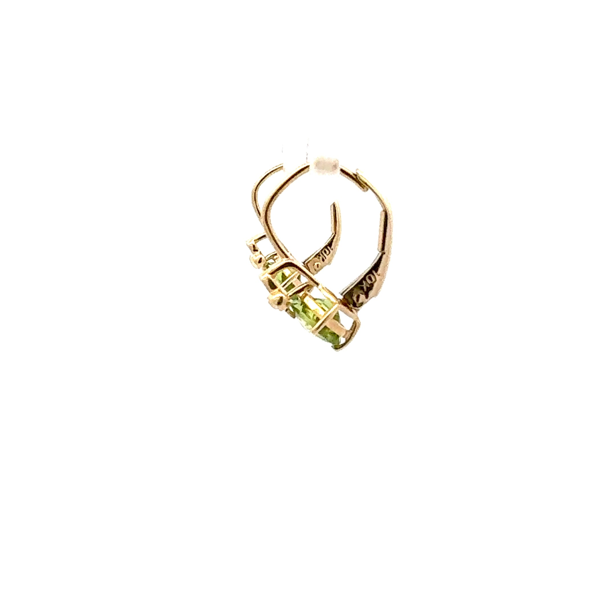 10K Yellow Gold Peridot and Diamond Earring