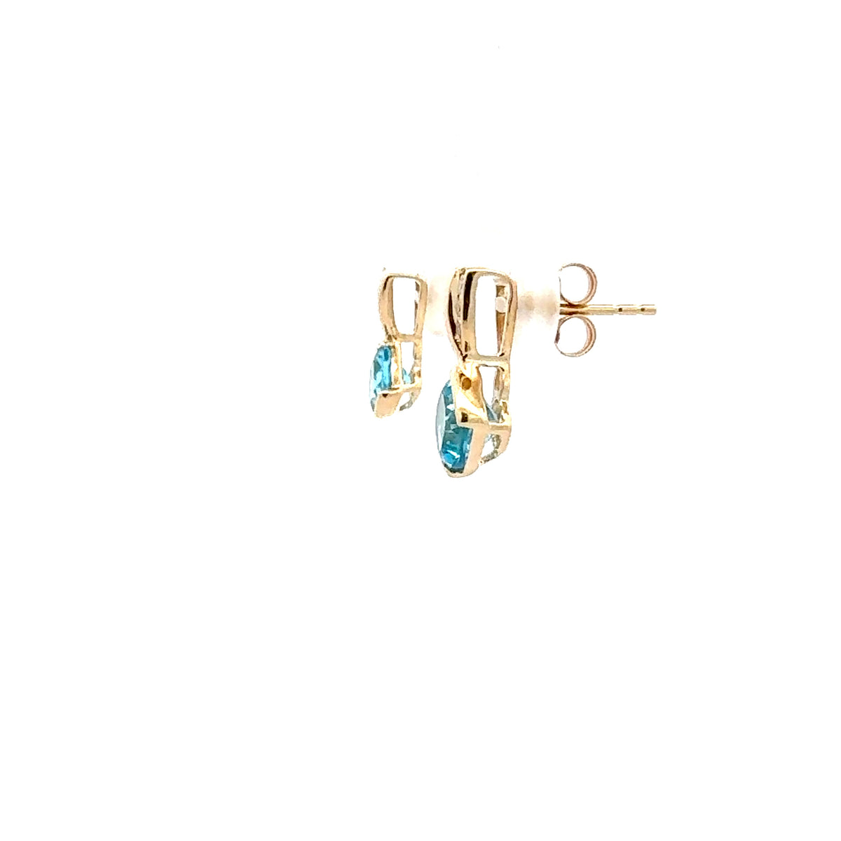 10K Yellow Gold Swiss Blue Topaz and Diamond Earrings