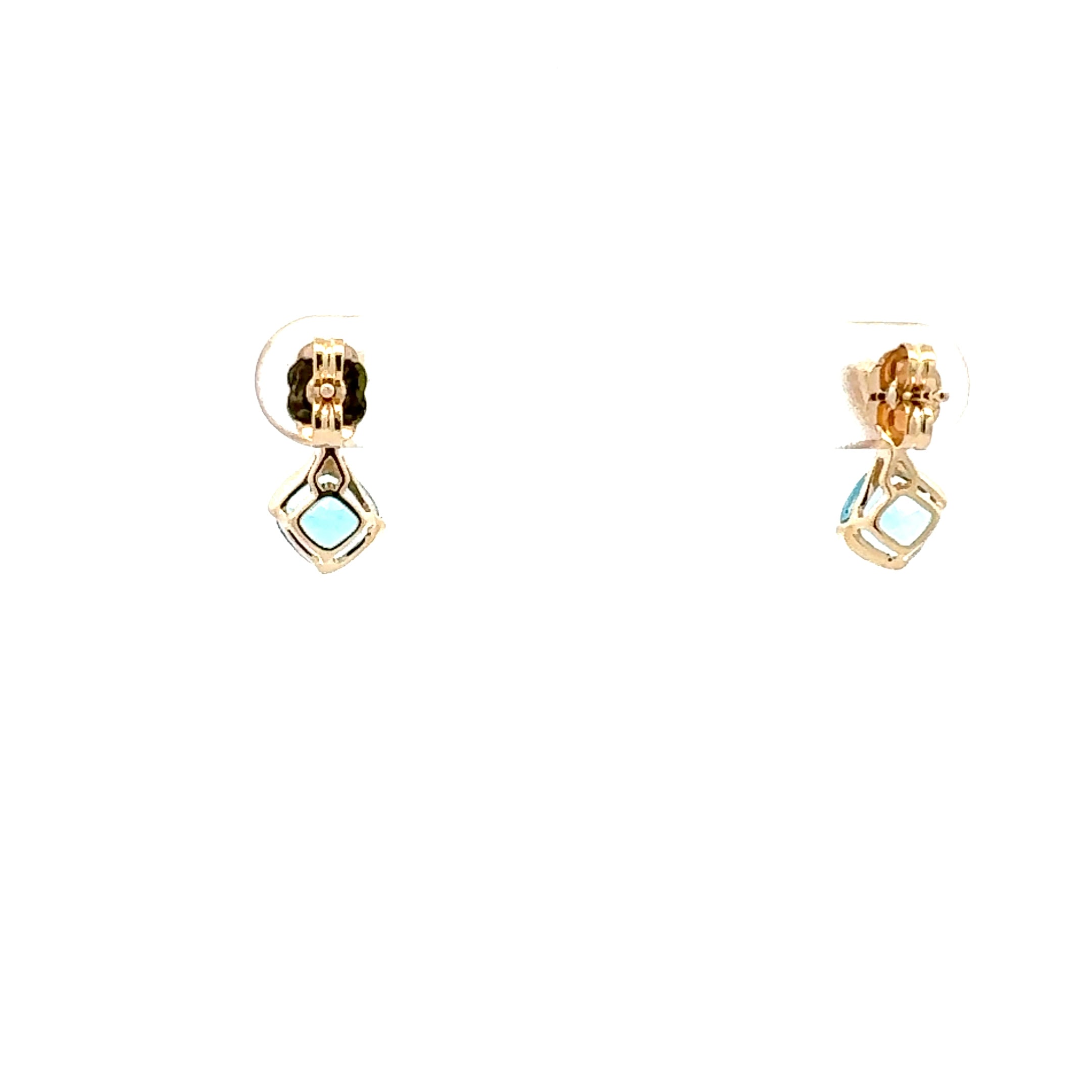 10K Gold Swiss Blue Topaz and Diamond Earrings