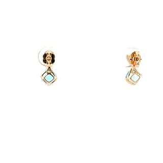 10K Yellow Gold Swiss Blue Topaz and Diamond Earrings