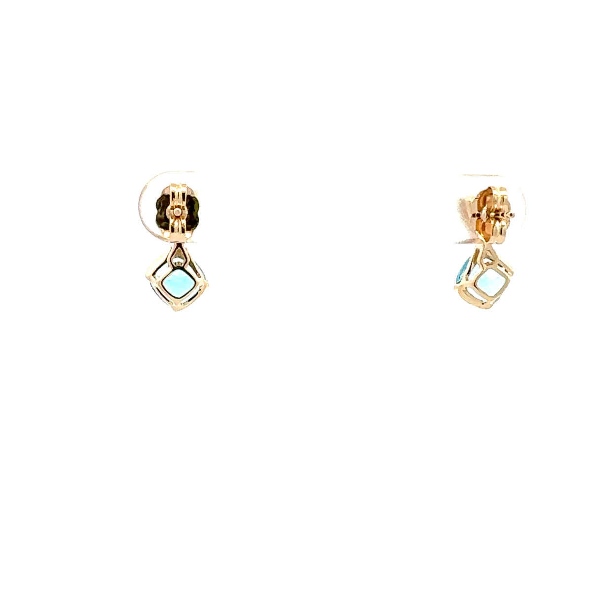 10K Yellow Gold Swiss Blue Topaz and Diamond Earrings