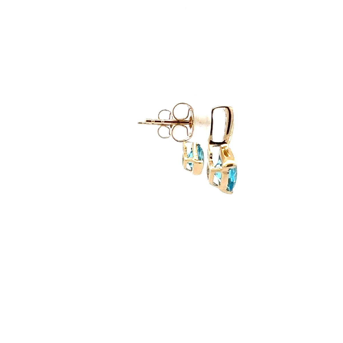 10K Yellow Gold Swiss Blue Topaz and Diamond Earrings