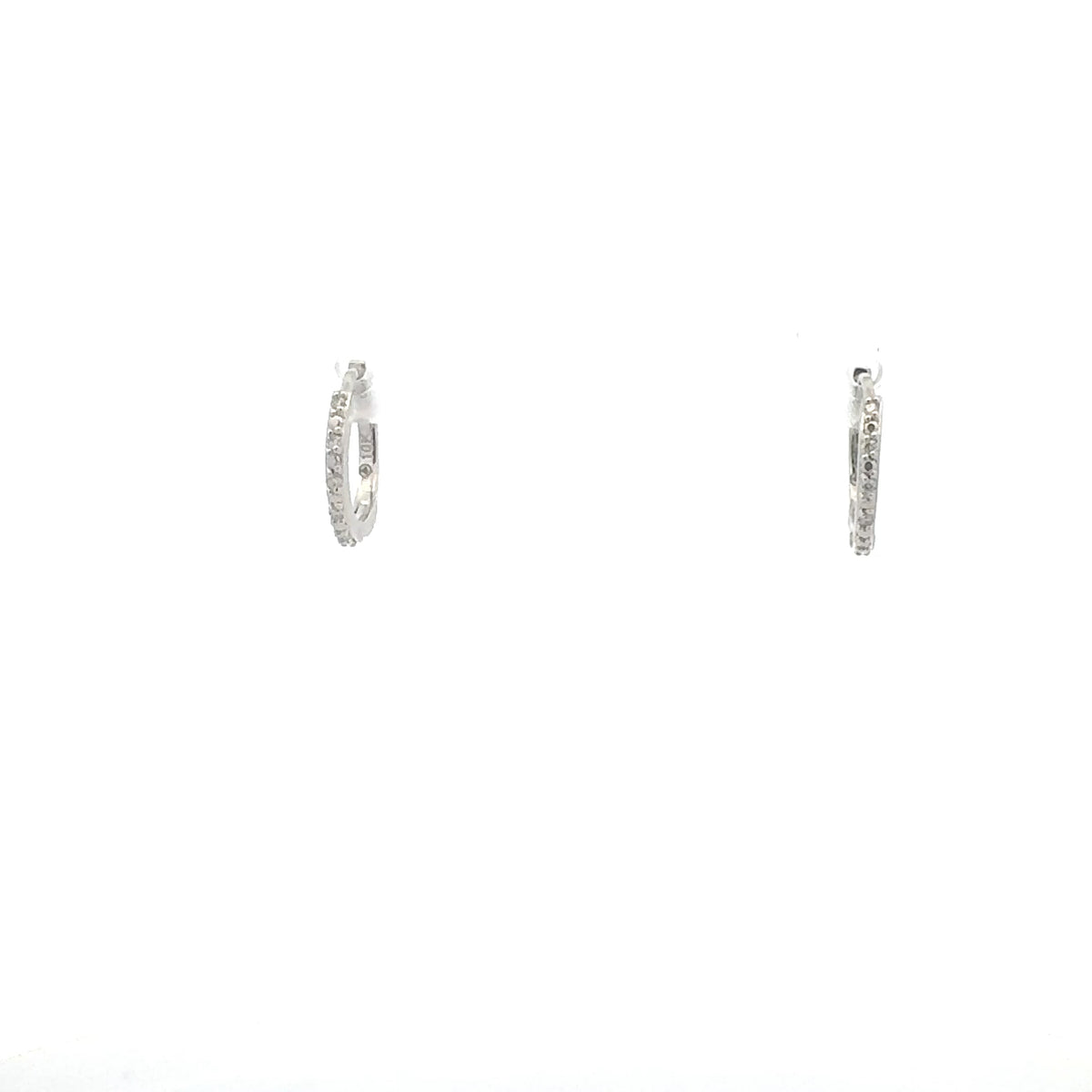 10K White Gold 0.05cttw Diamond Hoop / Huggie Earrings