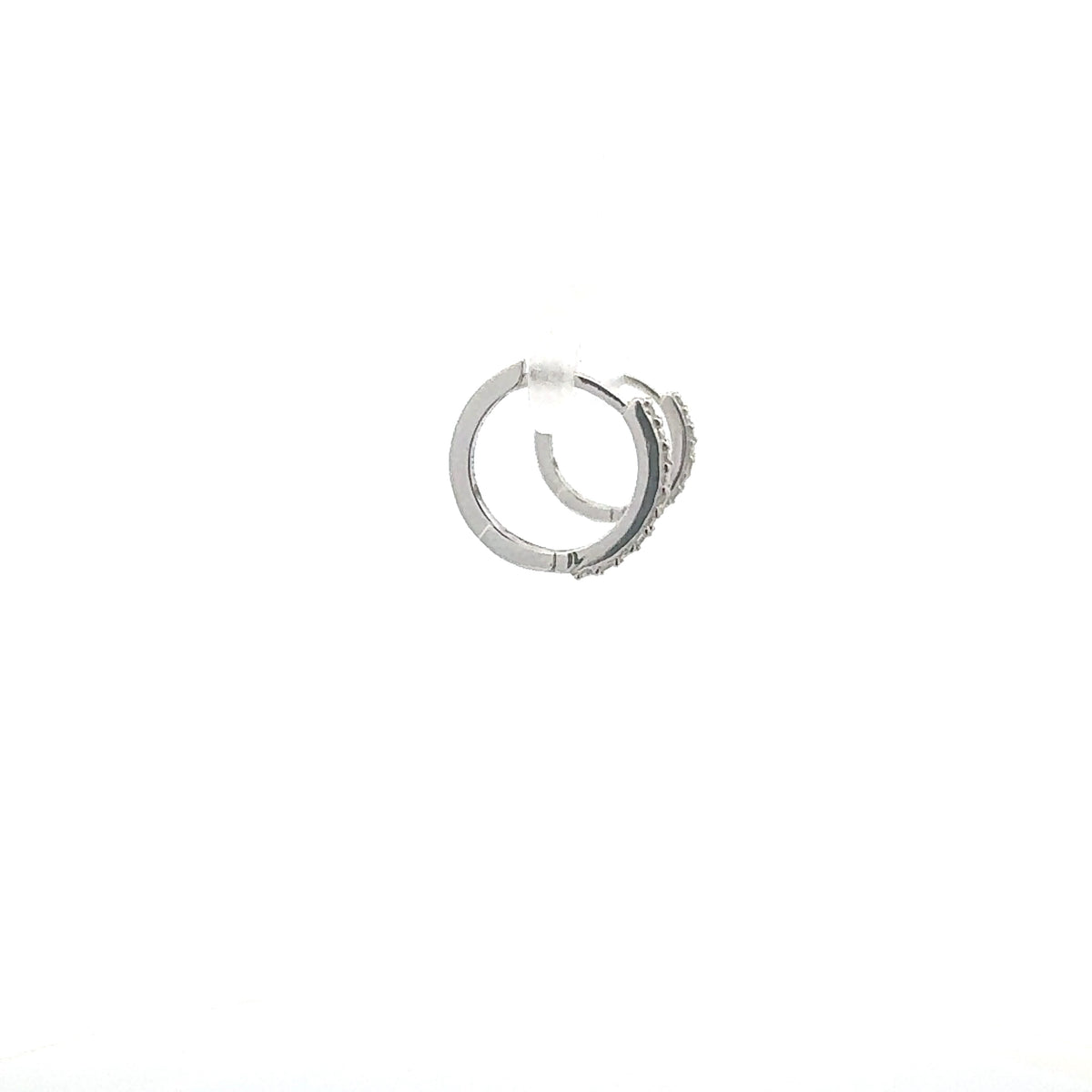 10K White Gold 0.05cttw Diamond Hoop / Huggie Earrings
