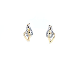 10K Yellow Gold Diamond Hoop Earrings