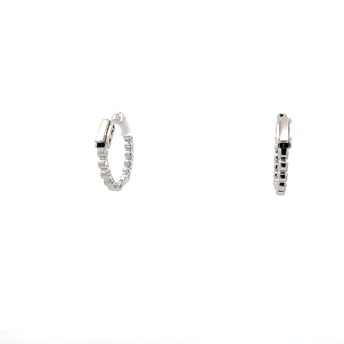 10K White Gold 1.00cttw Lab Grown Diamond Huggie / Hoop Earrings