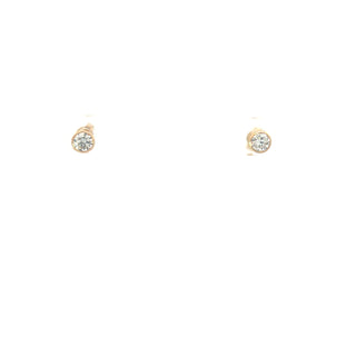 14k Yellow Gold 0.15cttw Diamond Bezel Set Earrings