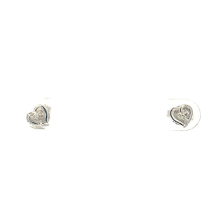 10K White Gold 0.03cttw Diamond Heart Stud Earrings