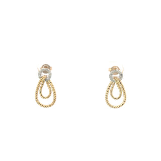 10K Yellow and white Gold Diamond Earrings