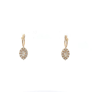 14K Yellow Gold 0.87cttw Maple Leaf Diamond Earrings