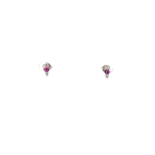 14K White Gold Pink Sapphire and Canadian Diamonds Earrings