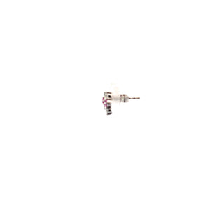 14K White Gold Pink Sapphire and Canadian Diamonds Earrings