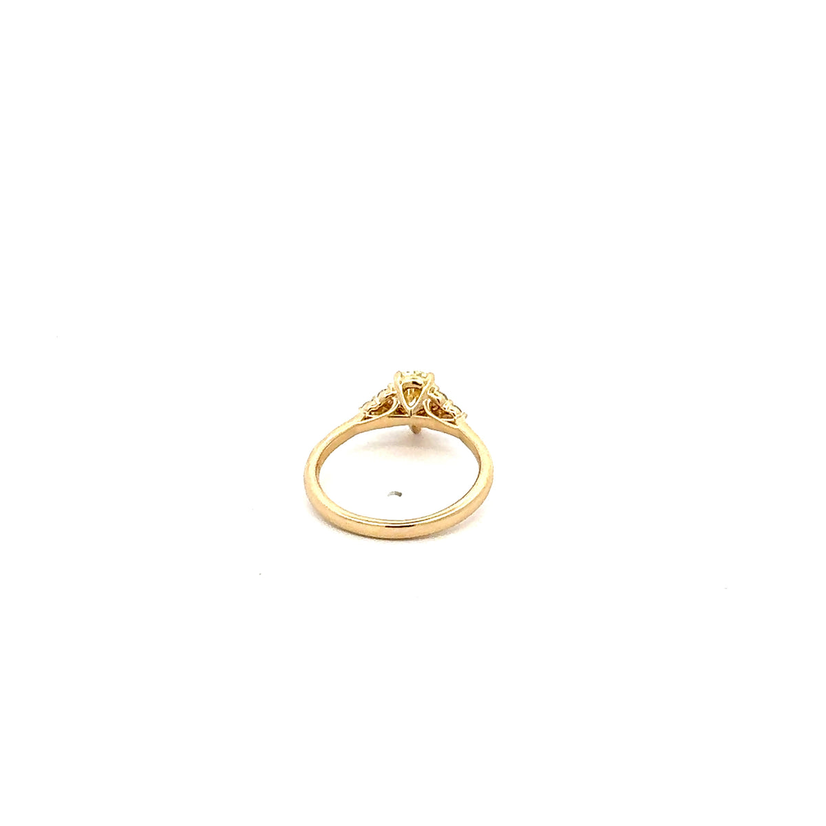 14K Lab Grown Pear Shape Five Claw Diamond Ring