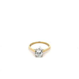 14K Yellow Gold 1.00cttw Lab Grown Oval Diamond Engagement Ring