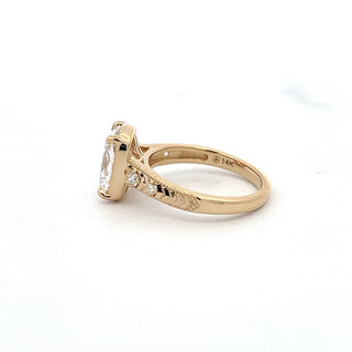 14K Yellow Gold 3.2cttw Cushion Cut Lab Grown Diamond Ring