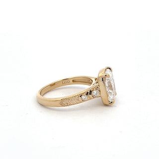 14K Yellow Gold 3.2cttw Cushion Cut Lab Grown Diamond Ring