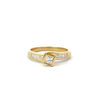 18k Yellow Gold 0.5cttw Princess Cut Diamond Ring, 6.5"