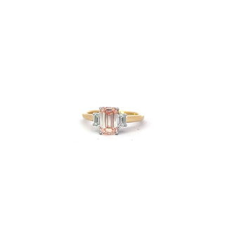 14K Yellow and White Gold Pink Lab Grown Diamond Ring