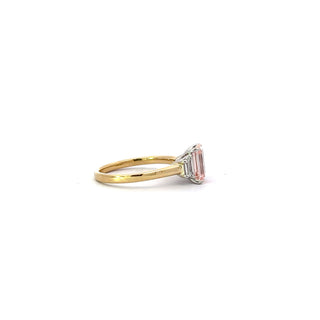 14K Yellow and White Gold Pink Lab Grown Diamond Ring