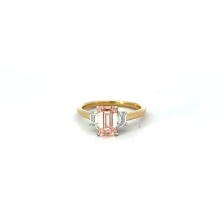 14K Yellow and White Gold Pink Lab Grown Diamond Ring