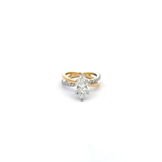 14K Yellow and White Gold Marquise Lab Grown Diamond Engagement Ring