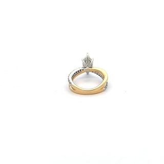 14K Yellow and White Gold Marquise Lab Grown Diamond Engagement Ring