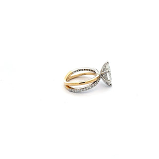 14K Yellow and White Gold Marquise Lab Grown Diamond Engagement Ring