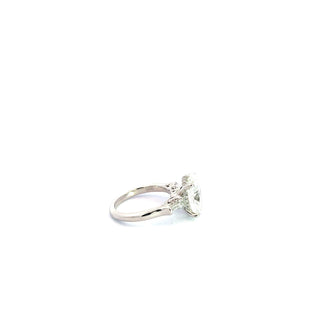 Platinum 5.5cttw Oval Lab Grown Diamond Ring with 3 stone Hidden Halo