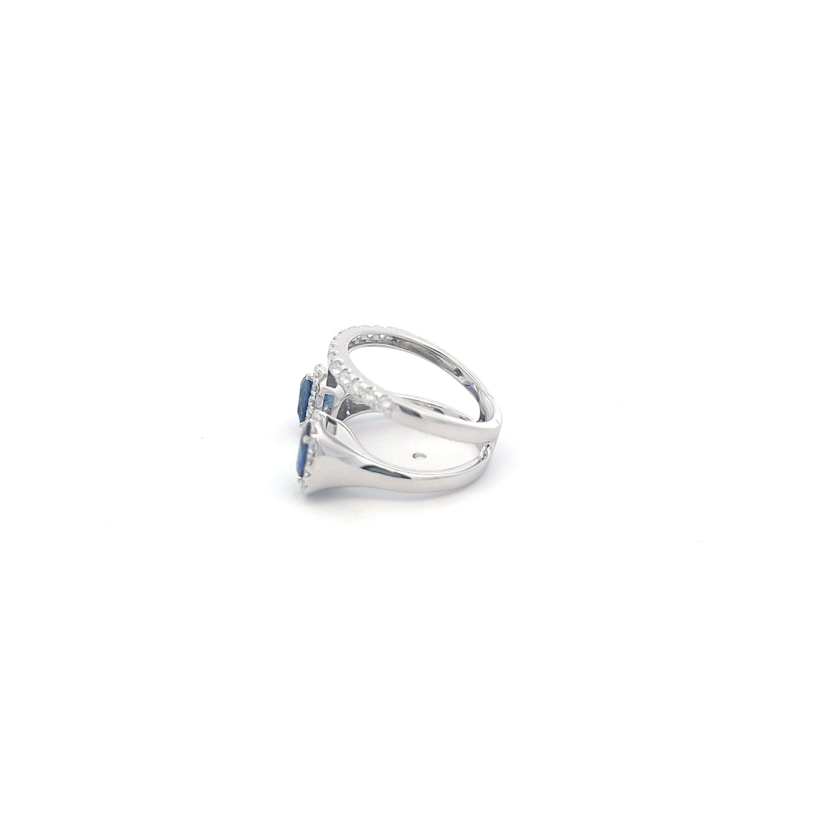 14K White Gold 1.49 cttw Blue Sapphire and White Diamond Ring