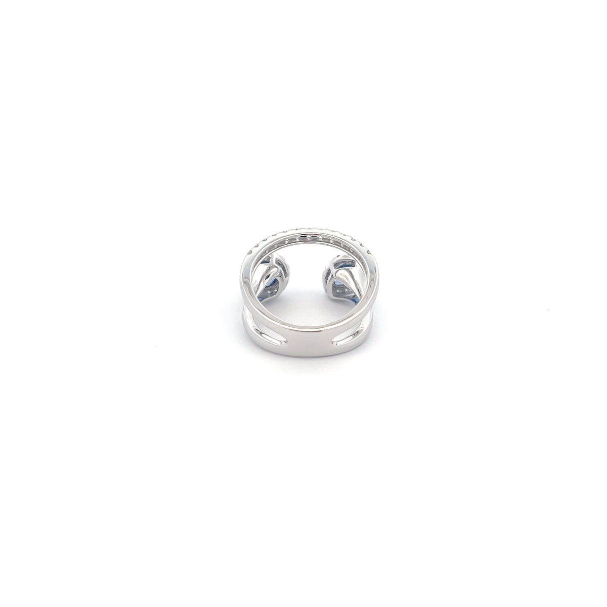14K White Gold 1.49 cttw Blue Sapphire and White Diamond Ring